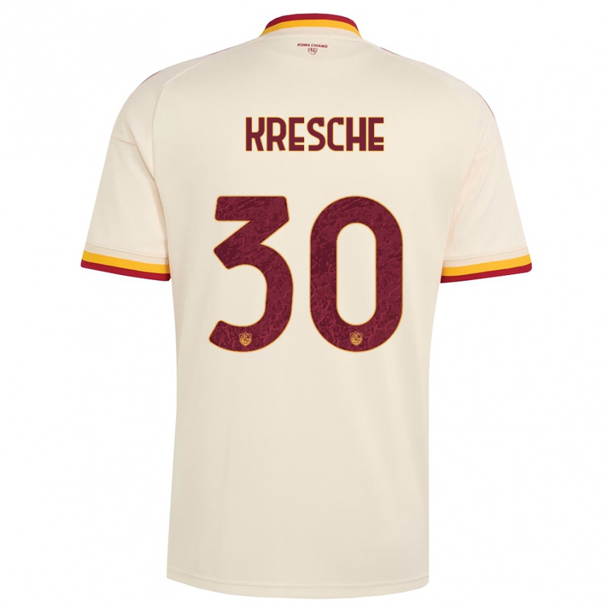 נשים כדורגל Isabella Kresche #30 שמפניה אדום צהוב הרחק ג'רזי 2026/27