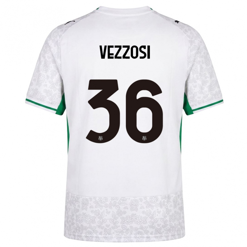 נשים כדורגל Giorgio Vezzosi #36 לבן שחור ירוק הרחק ג'רזי 2026/27