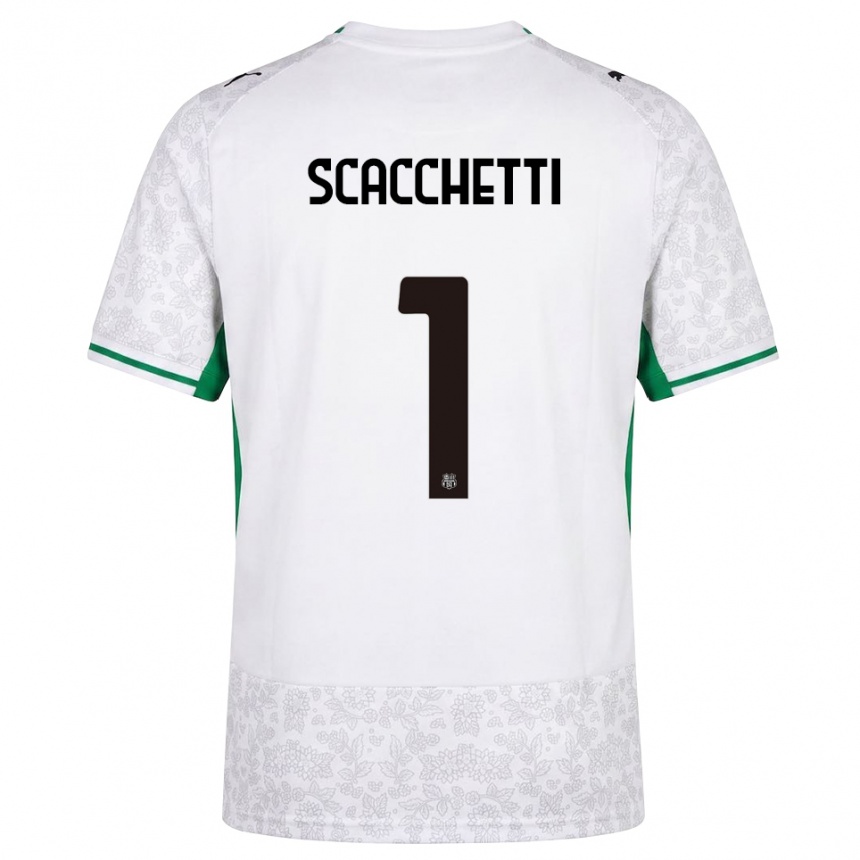 נשים כדורגל Alessandro Scacchetti #1 לבן שחור ירוק הרחק ג'רזי 2026/27
