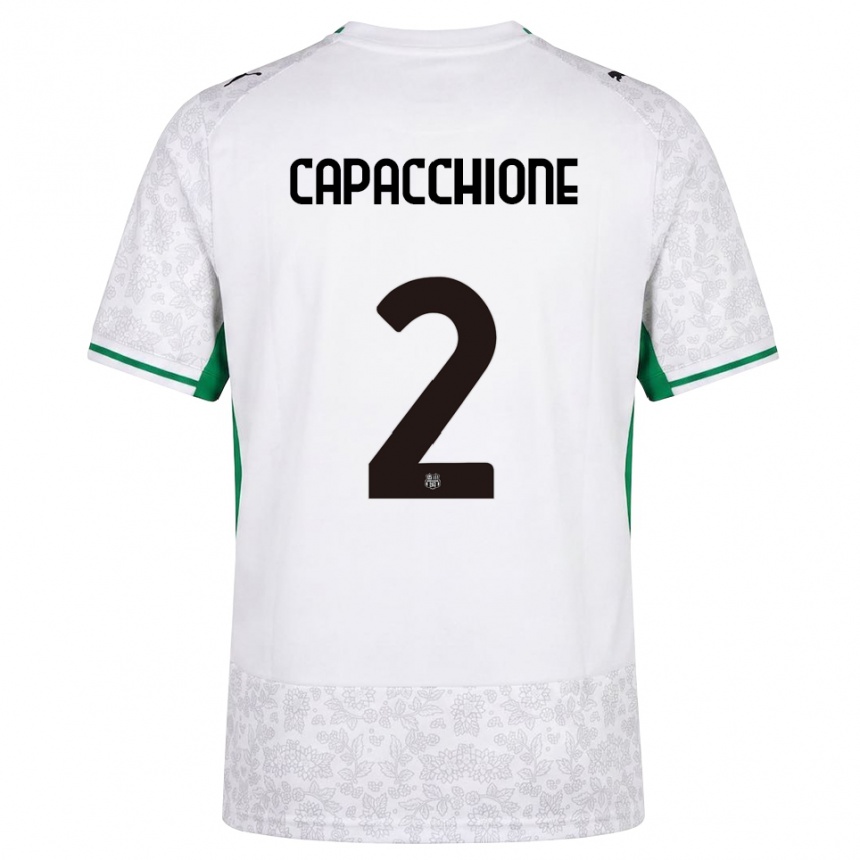 נשים כדורגל Cristian Capacchione #2 לבן שחור ירוק הרחק ג'רזי 2026/27