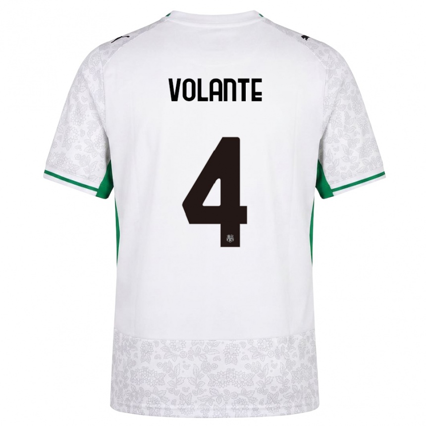 נשים כדורגל Giulio Volante #4 לבן שחור ירוק הרחק ג'רזי 2026/27