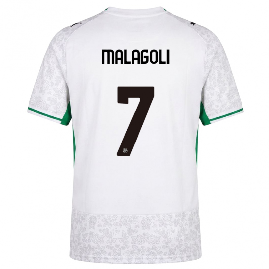 נשים כדורגל Mattia Malagoli #7 לבן שחור ירוק הרחק ג'רזי 2026/27