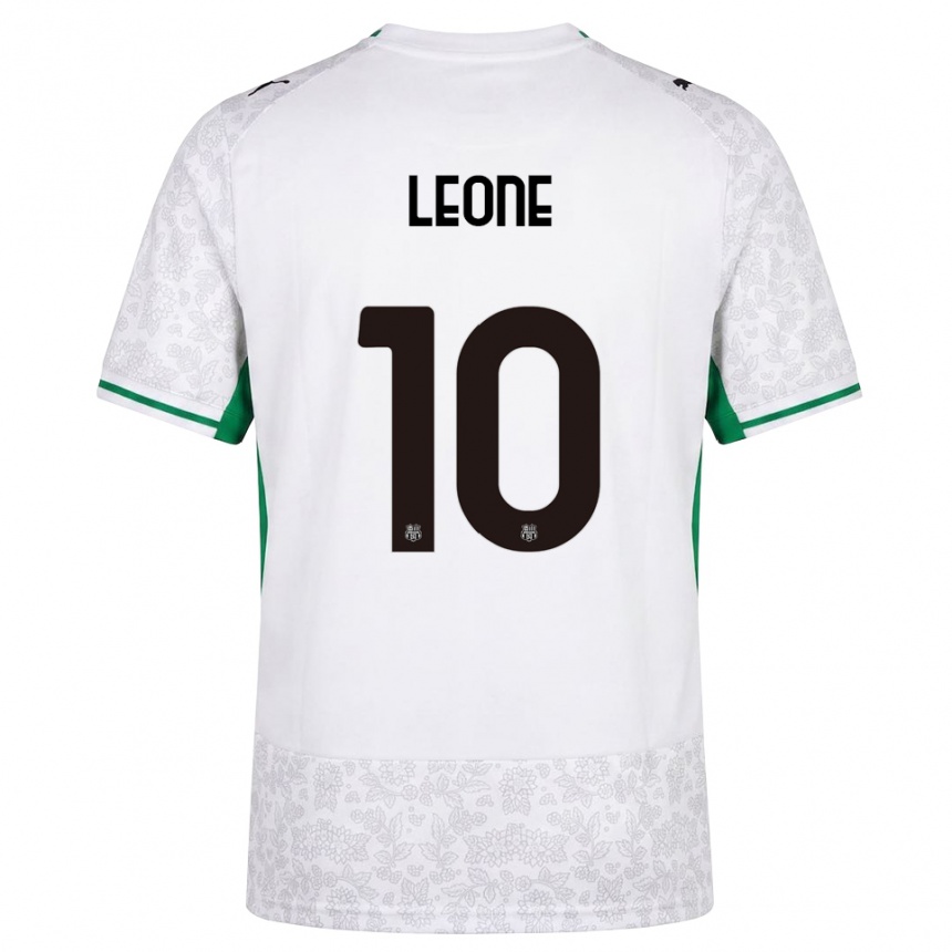 נשים כדורגל Kevin Leone #10 לבן שחור ירוק הרחק ג'רזי 2026/27