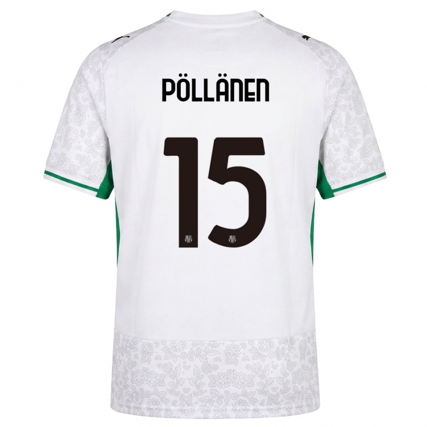 נשים כדורגל Pharez Pöllänen #15 לבן שחור ירוק הרחק ג'רזי 2026/27