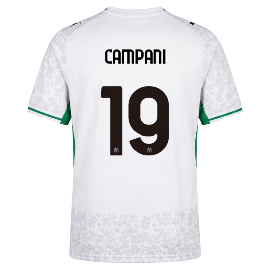 נשים כדורגל Andrea Campani #19 לבן שחור ירוק הרחק ג'רזי 2026/27