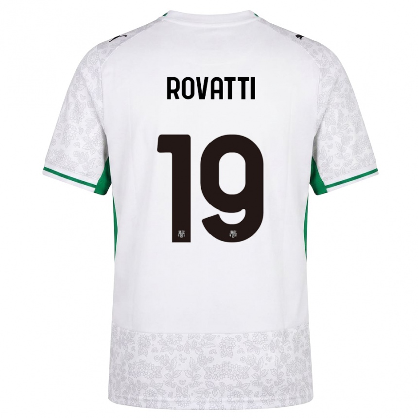נשים כדורגל Matteo Rovatti #19 לבן שחור ירוק הרחק ג'רזי 2026/27 נשים כדורגל Matteo Rovatti #19 לבן שחור ירוק הרחק ג'רזי 2026/27