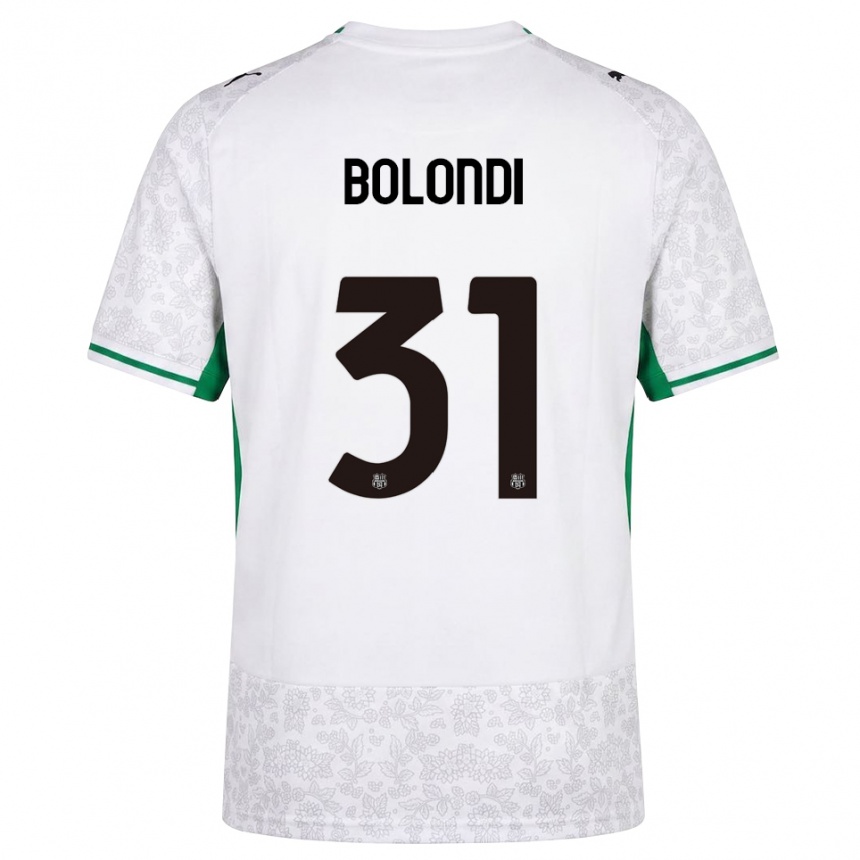 נשים כדורגל Francesco Bolondi #31 לבן שחור ירוק הרחק ג'רזי 2026/27 נשים כדורגל Francesco Bolondi #31 לבן שחור ירוק הרחק ג'רזי 2026/27