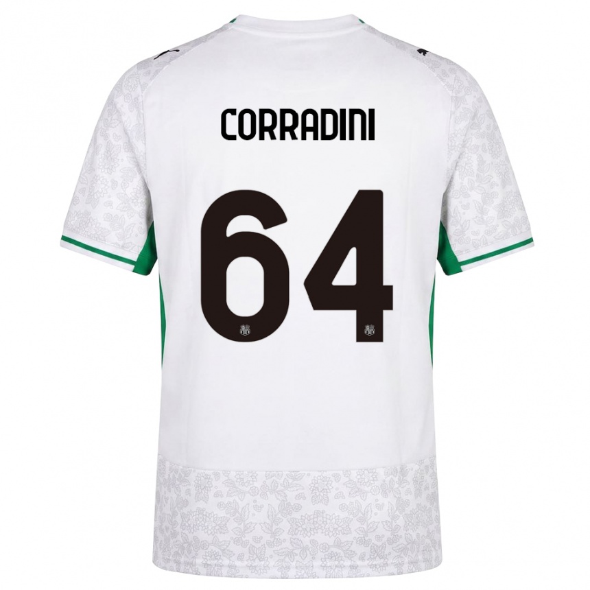 נשים כדורגל Francesco Corradini #64 לבן שחור ירוק הרחק ג'רזי 2026/27