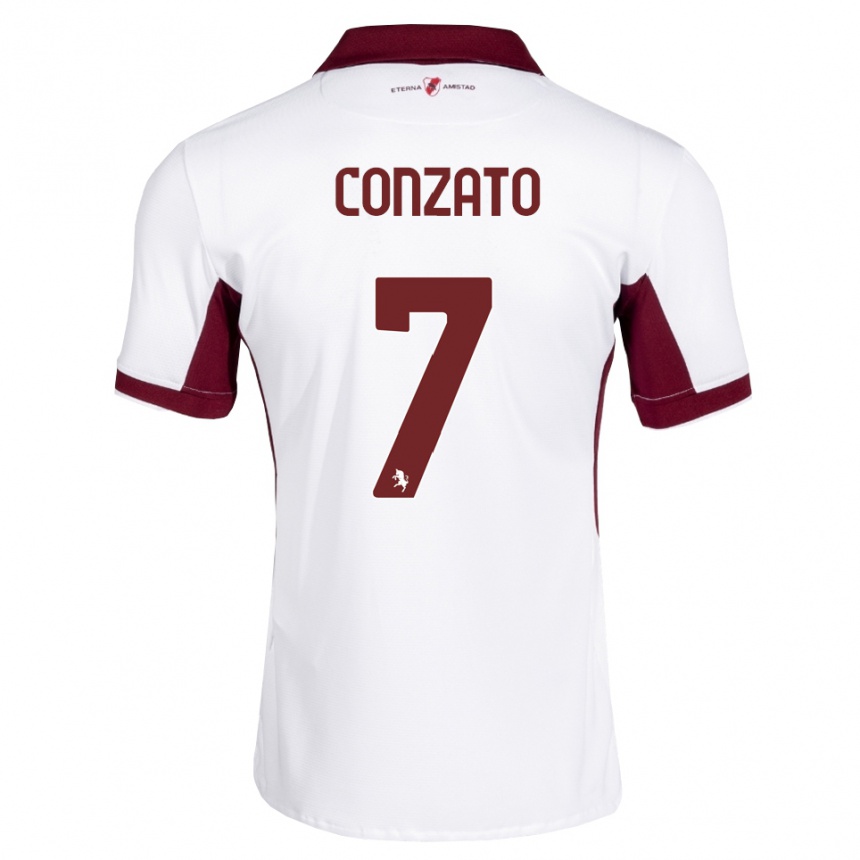 נשים כדורגל Filippo Conzato #7 בורדו לבן אדום הרחק ג'רזי 2026/27