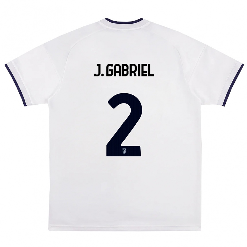 נשים כדורגל João Gabriel #2 לבן אדום כחול מלכותי הרחק ג'רזי 2026/27