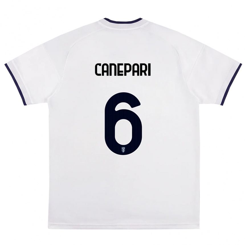 נשים כדורגל Lorenzo Canepari #6 לבן אדום כחול מלכותי הרחק ג'רזי 2026/27