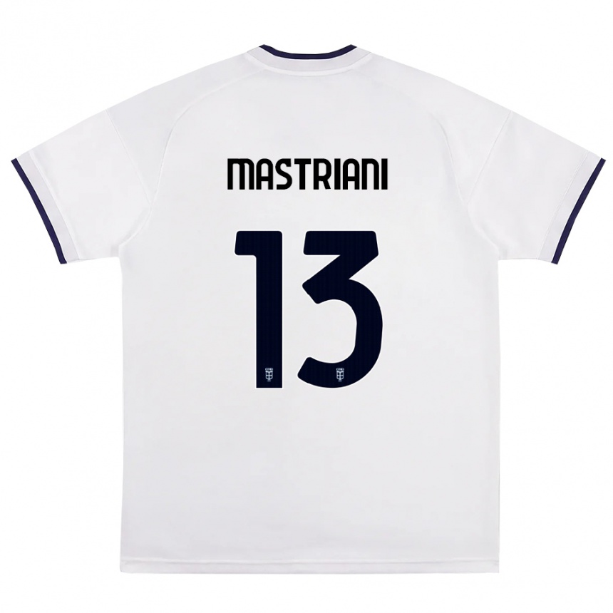 נשים כדורגל Salvatore Mastriani #13 לבן אדום כחול מלכותי הרחק ג'רזי 2026/27
