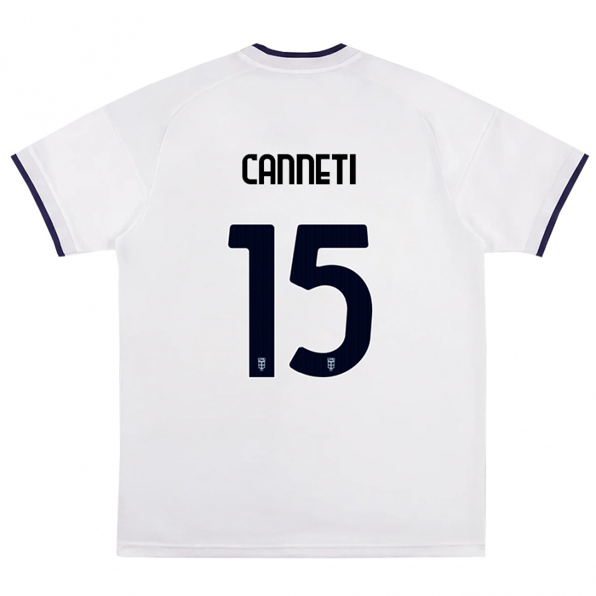 נשים כדורגל Jacopo Canneti #15 לבן אדום כחול מלכותי הרחק ג'רזי 2026/27