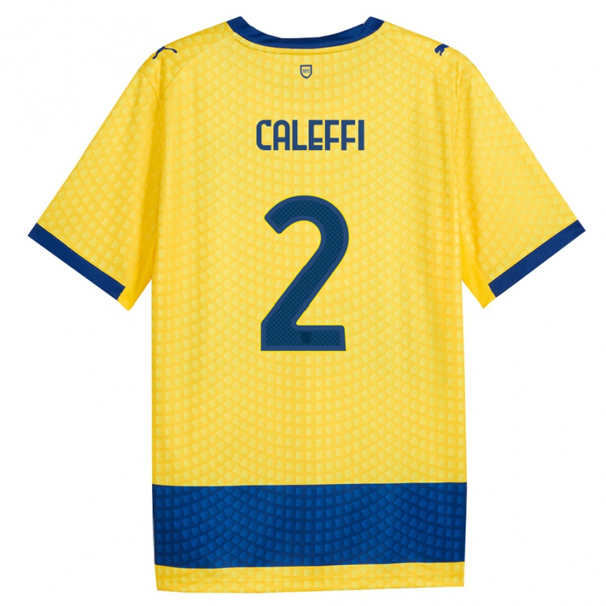 נשים כדורגל Riccardo Caleffi #2 צהוב כחול שחור הרחק ג'רזי 2026/27
