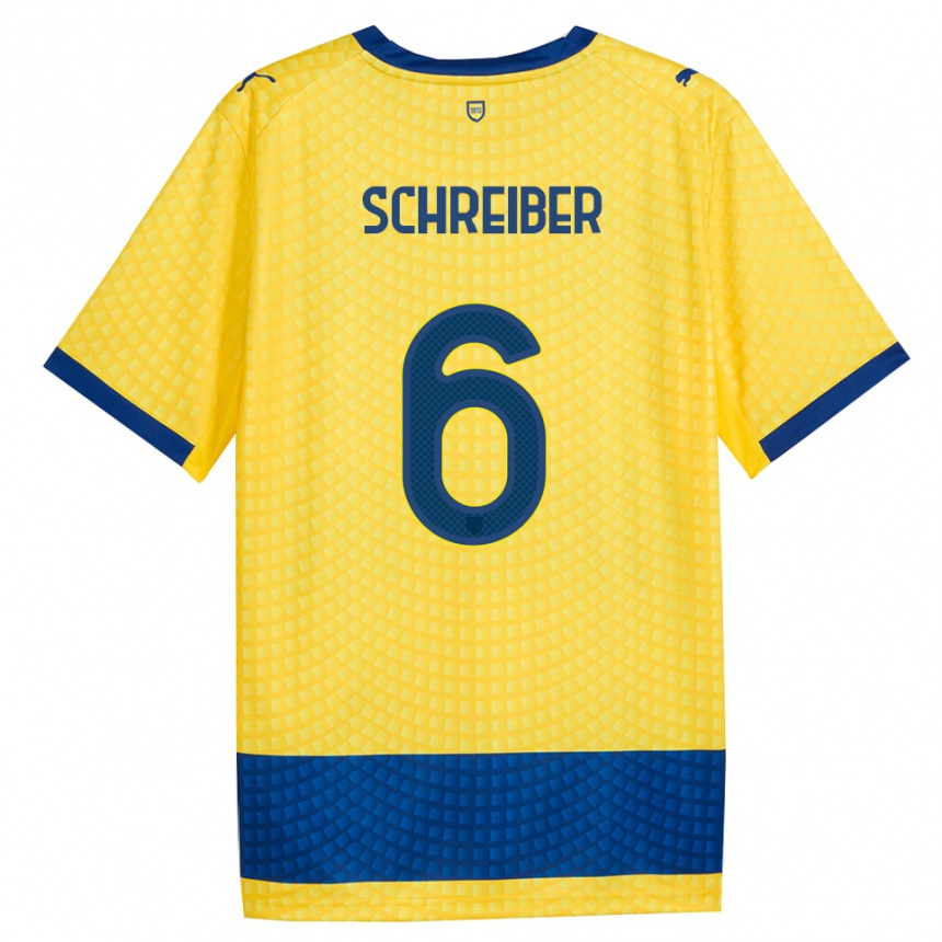 נשים כדורגל Fabio Schreiber #6 צהוב כחול שחור הרחק ג'רזי 2026/27