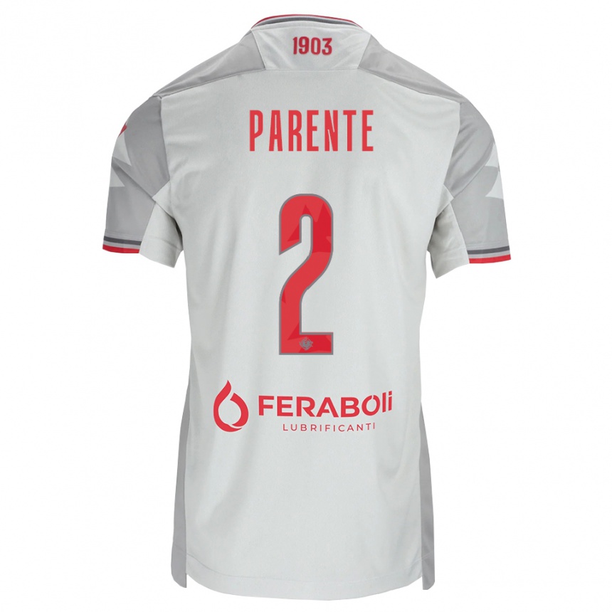 נשים כדורגל Mattia Parente #2 אפור לבן אדום הרחק ג'רזי 2026/27