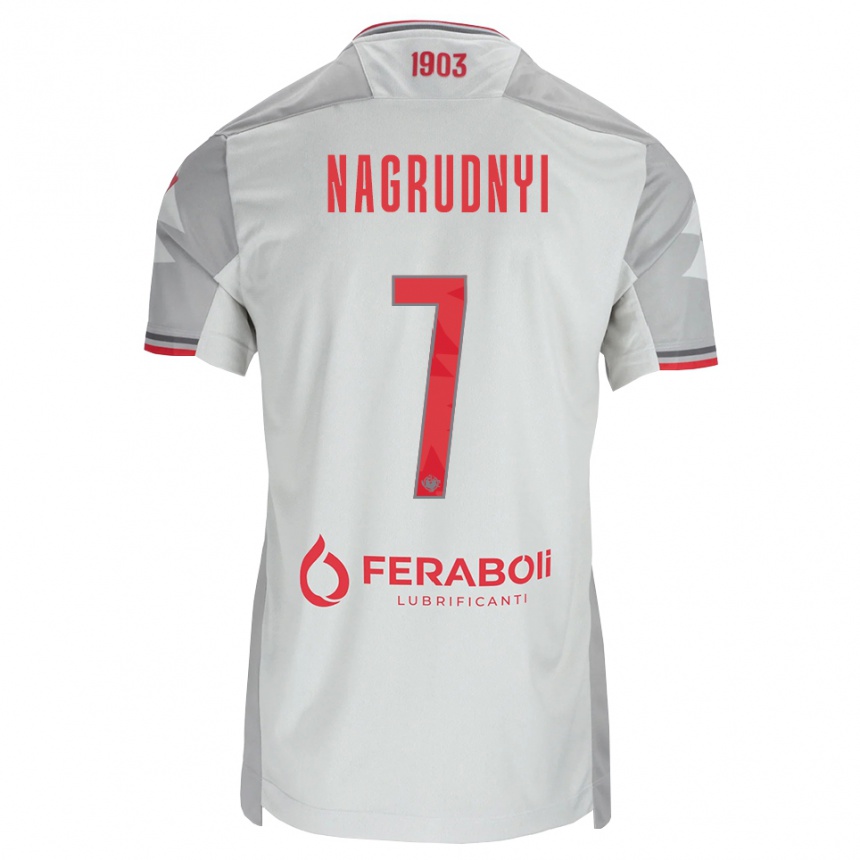נשים כדורגל Vladyslav Nagrudnyi #7 אפור לבן אדום הרחק ג'רזי 2026/27