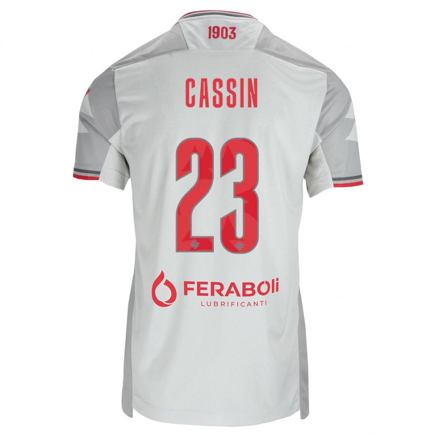 נשים כדורגל Marco Cassin #23 אפור לבן אדום הרחק ג'רזי 2026/27 נשים כדורגל Marco Cassin #23 אפור לבן אדום הרחק ג'רזי 2026/27