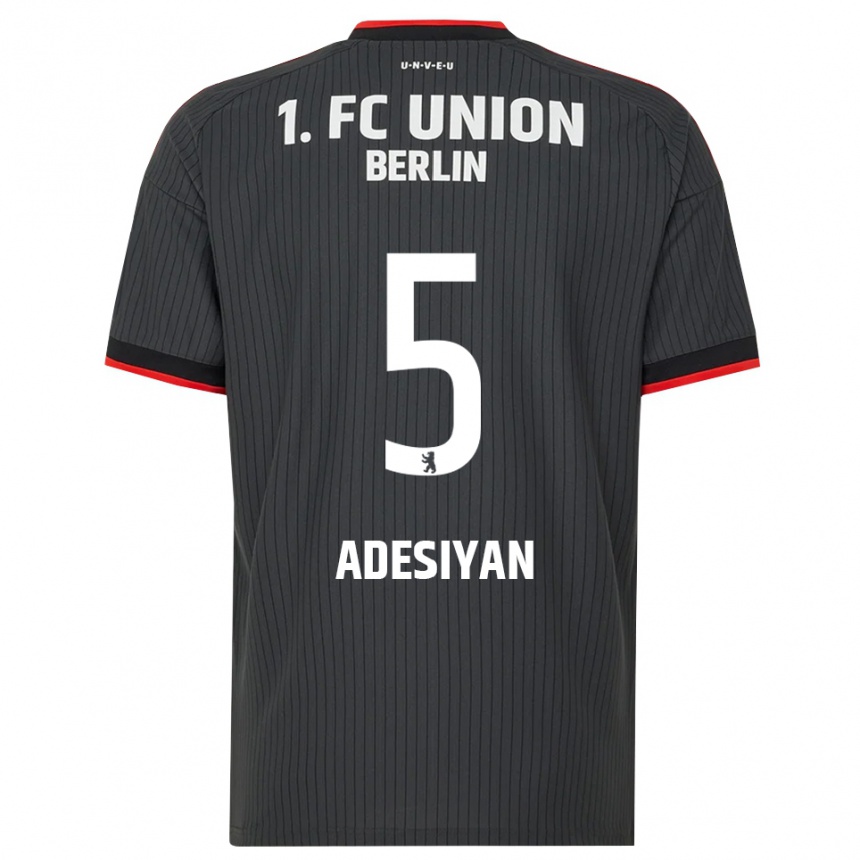 נשים כדורגל Olufemi Adesiyan #5 שחור לבן אדום הרחק ג'רזי 2026/27