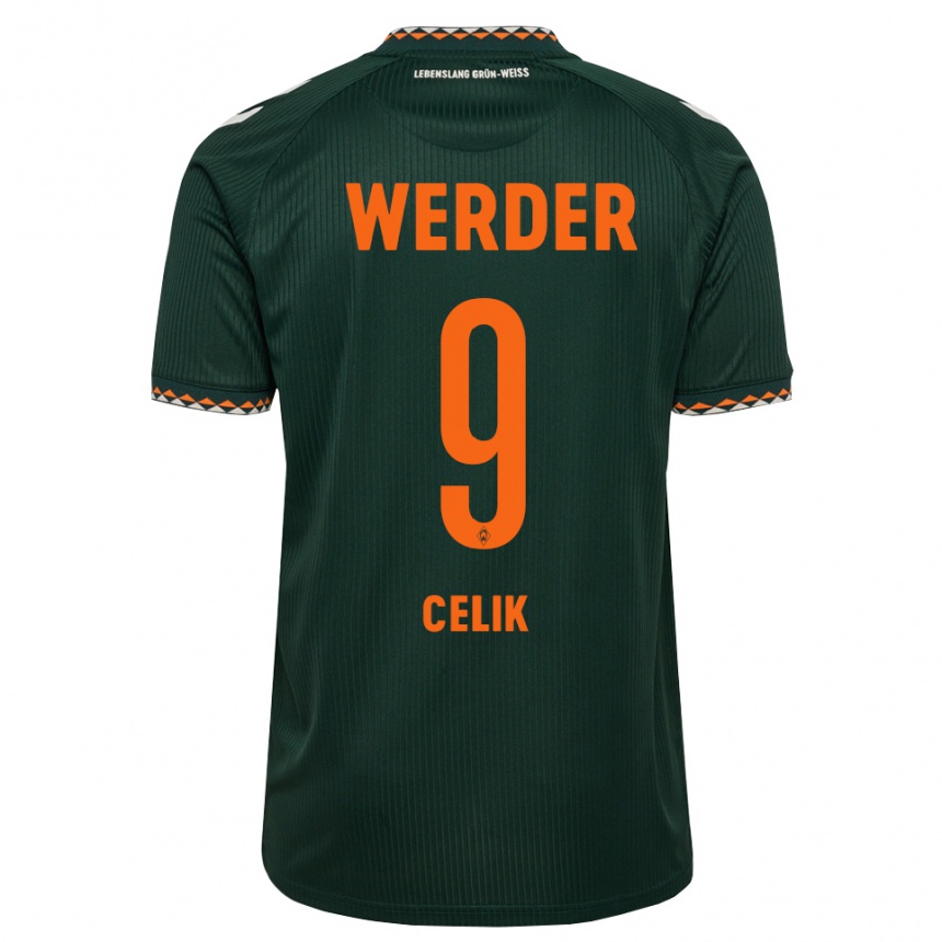 נשים כדורגל Mustafa Celik #9 ירוק כהה כתום לבן הרחק ג'רזי 2026/27