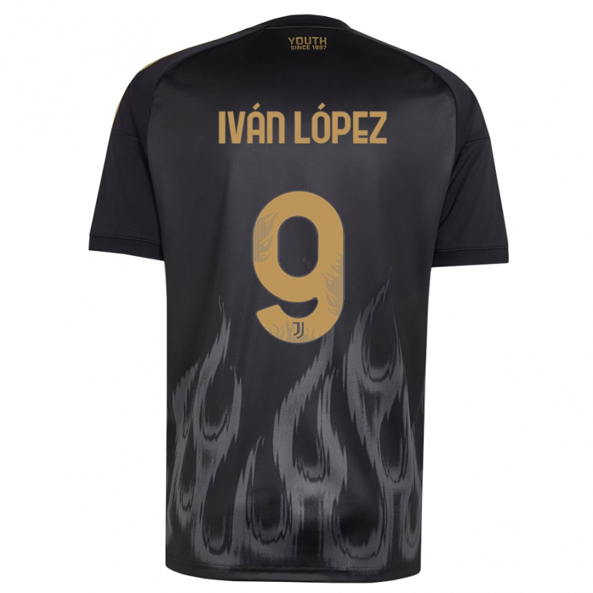 נשים כדורגל Ivan Lopez Comellas #9 שחור חום ג'רזי קיט שלישי 2026/27