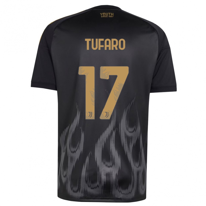 נשים כדורגל Gabriele Tufaro #17 שחור חום ג'רזי קיט שלישי 2026/27