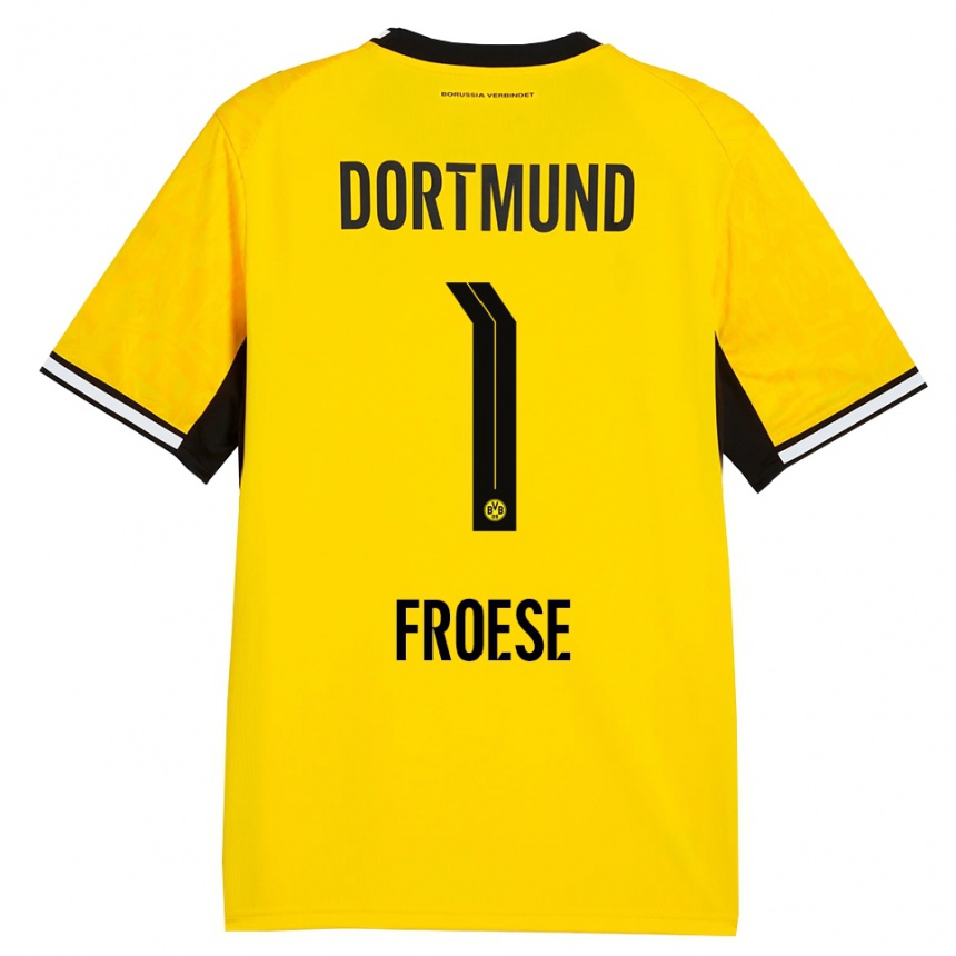 ילדים כדורגל Julien Froese #1 צהוב שחור לבן ג'רזי ביתית 2026/27