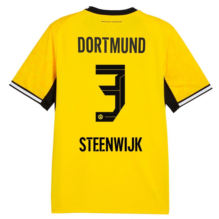 ילדים כדורגל Jenske Steenwijk #3 צהוב שחור לבן ג'רזי ביתית 2026/27 ילדים כדורגל Jenske Steenwijk #3 צהוב שחור לבן ג'רזי ביתית 2026/27