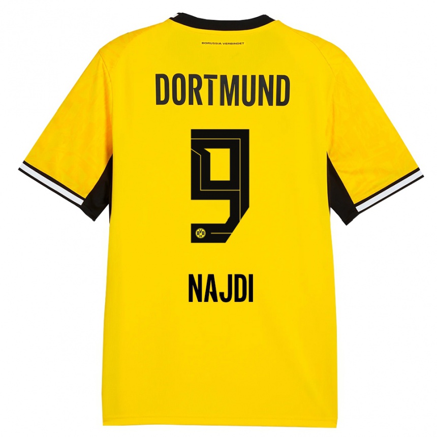 ילדים כדורגל Ahmad Najdi #9 צהוב שחור לבן ג'רזי ביתית 2026/27