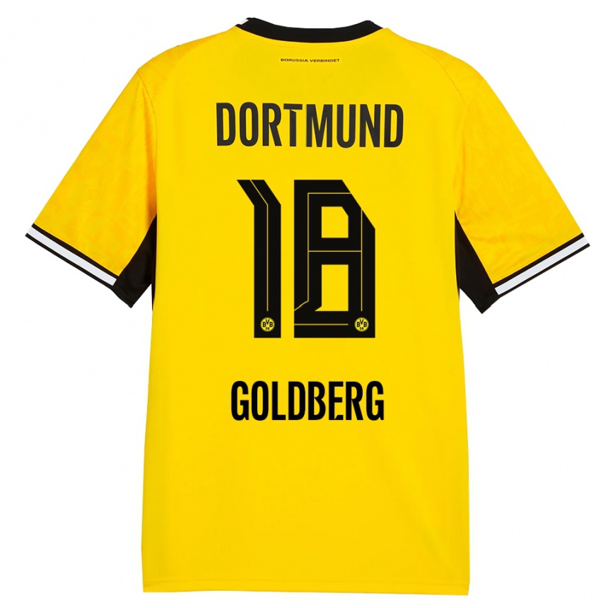 ילדים כדורגל Niclas Goldberg #18 צהוב שחור לבן ג'רזי ביתית 2026/27