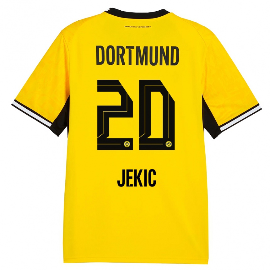 ילדים כדורגל Nikola Jekic #20 צהוב שחור לבן ג'רזי ביתית 2026/27
