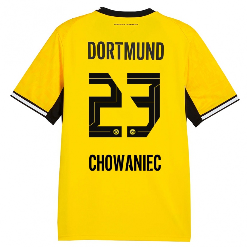 ילדים כדורגל Jonas Chowaniec #23 צהוב שחור לבן ג'רזי ביתית 2026/27