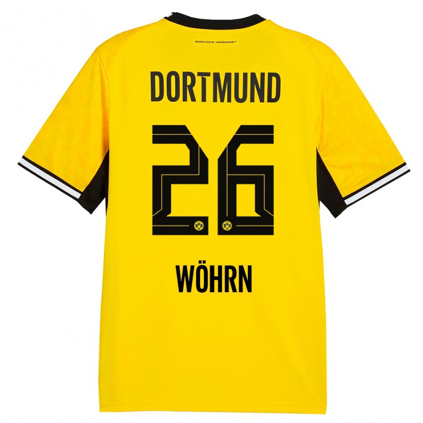 ילדים כדורגל Yasu Wöhrn #26 צהוב שחור לבן ג'רזי ביתית 2026/27