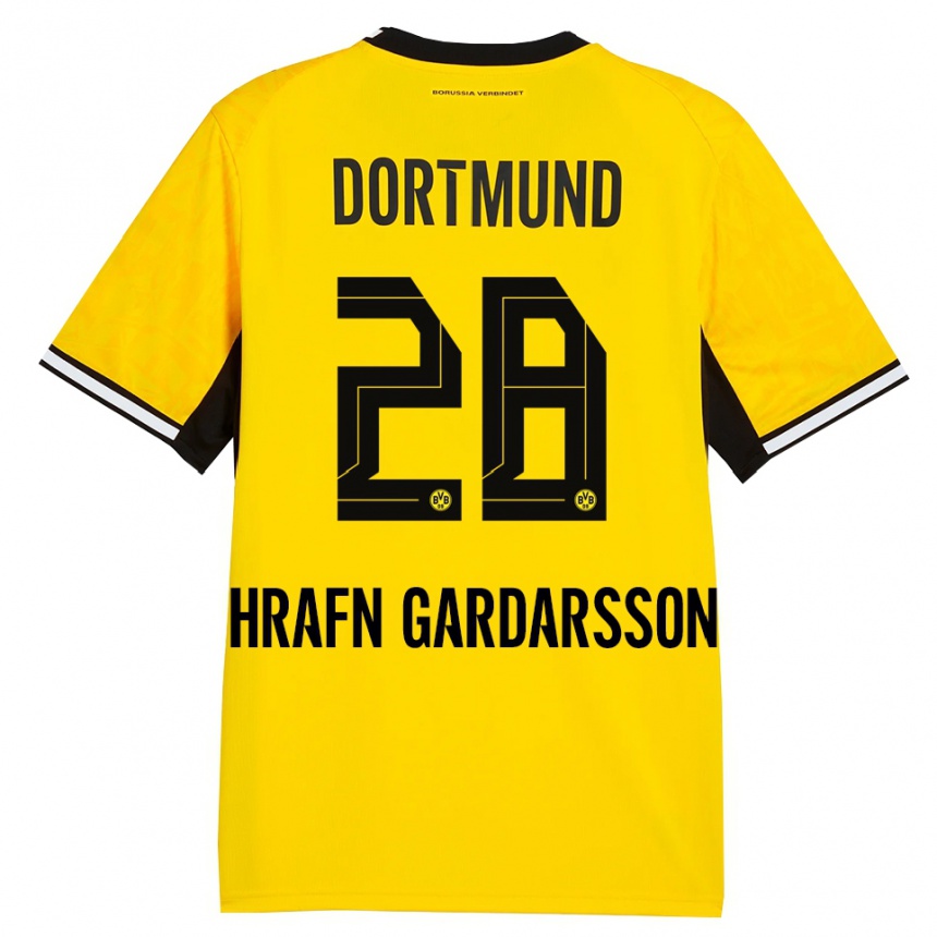 ילדים כדורגל Bjarki Hrafn Gardarsson #28 צהוב שחור לבן ג'רזי ביתית 2026/27