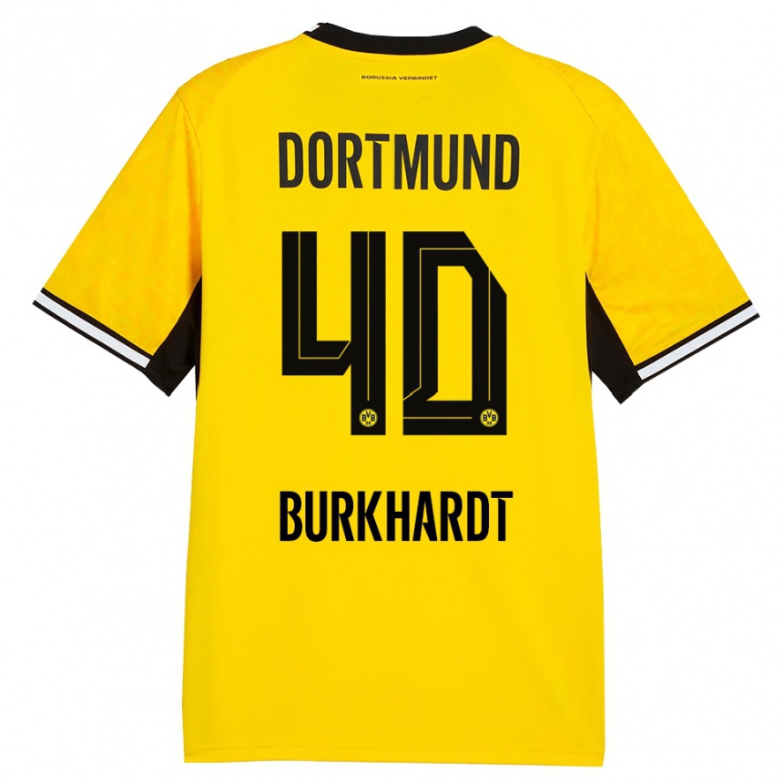 ילדים כדורגל Till Burkhardt #40 צהוב שחור לבן ג'רזי ביתית 2026/27