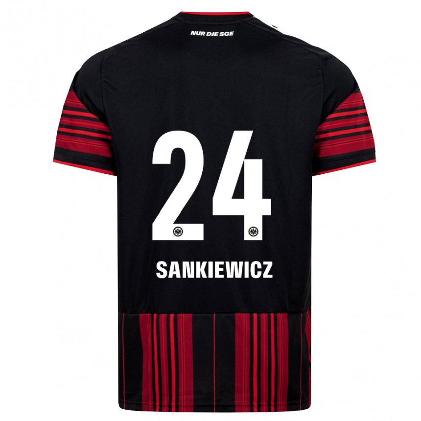 ילדים כדורגל Dawid Sankiewicz #24 שחור אדום לבן ג'רזי ביתית 2026/27
