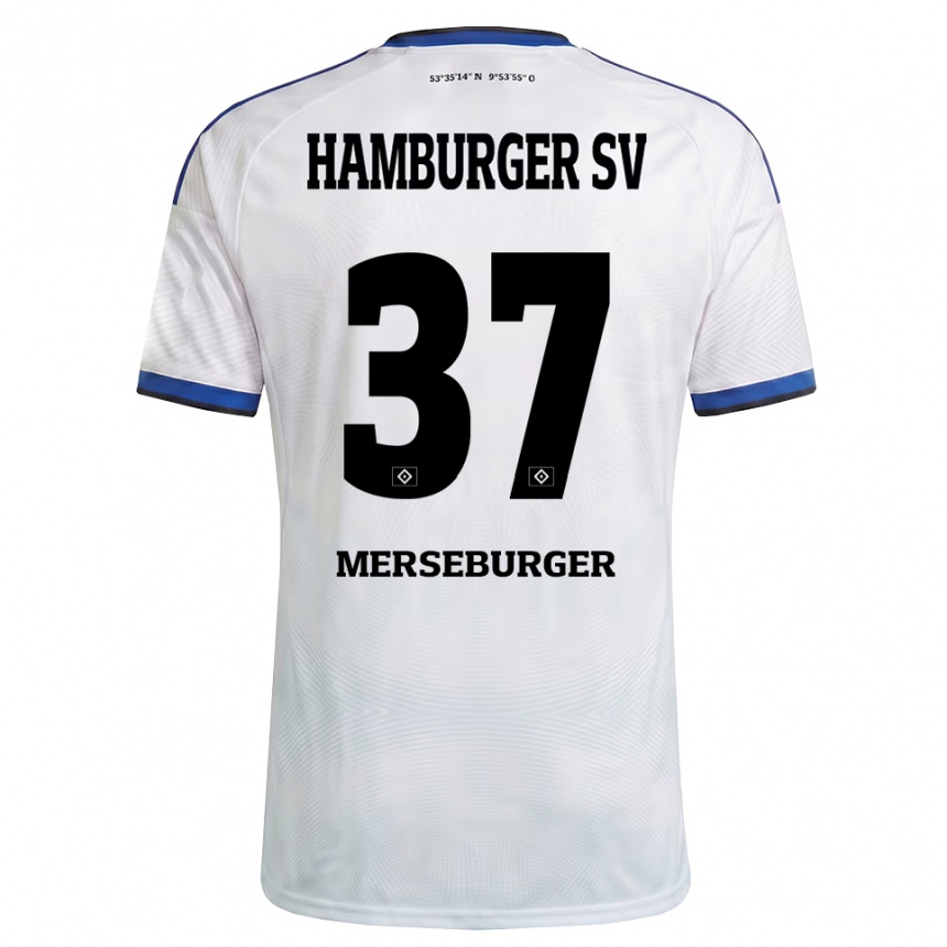 ילדים כדורגל Dominik Merseburger #37 לבן שחור כחול ג'רזי ביתית 2026/27
