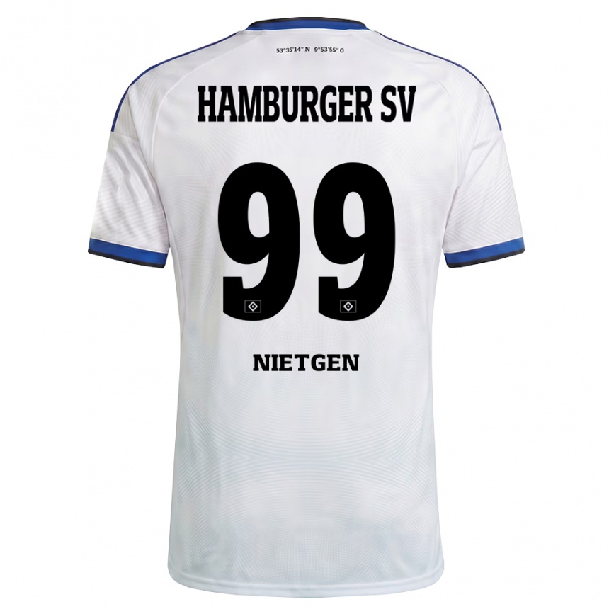 ילדים כדורגל Marvin Nietgen #99 לבן שחור כחול ג'רזי ביתית 2026/27