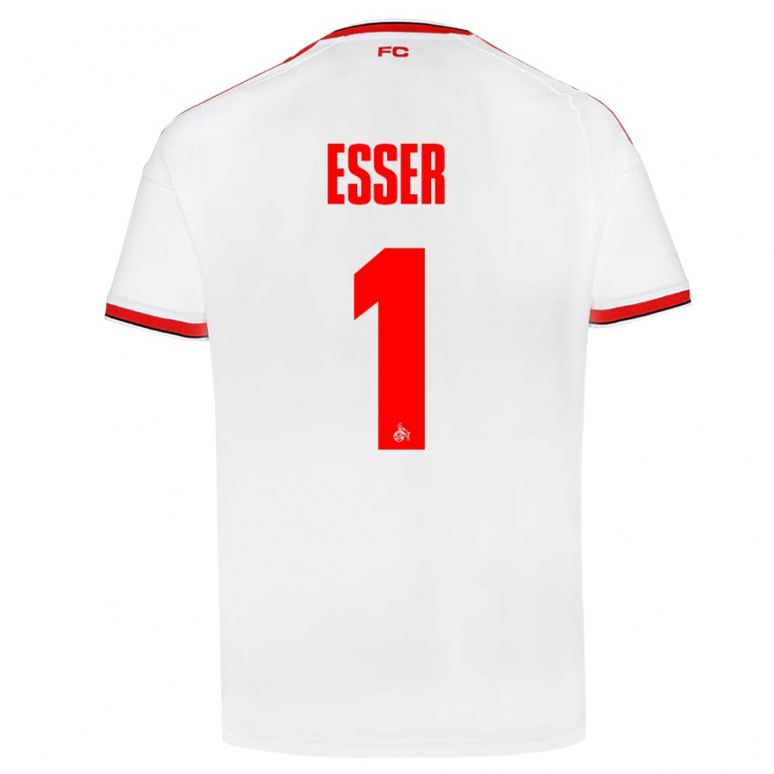 ילדים כדורגל Jacob Esser #1 לבן אדום שחור ג'רזי ביתית 2026/27