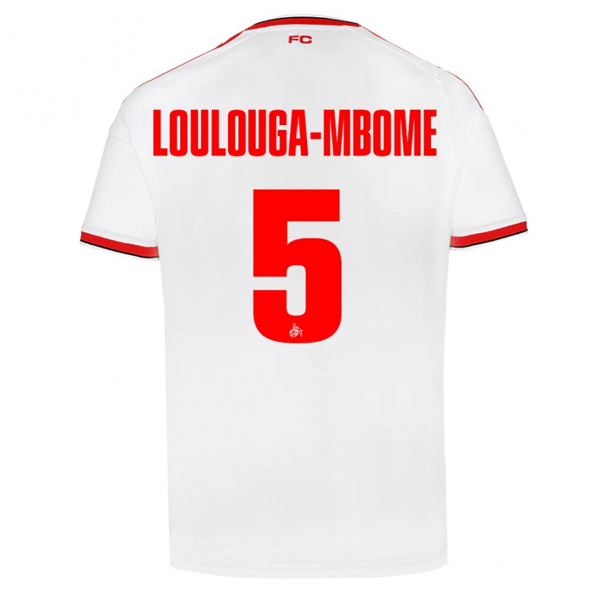 ילדים כדורגל Pascal Loulouga-Mbome #5 לבן אדום שחור ג'רזי ביתית 2026/27