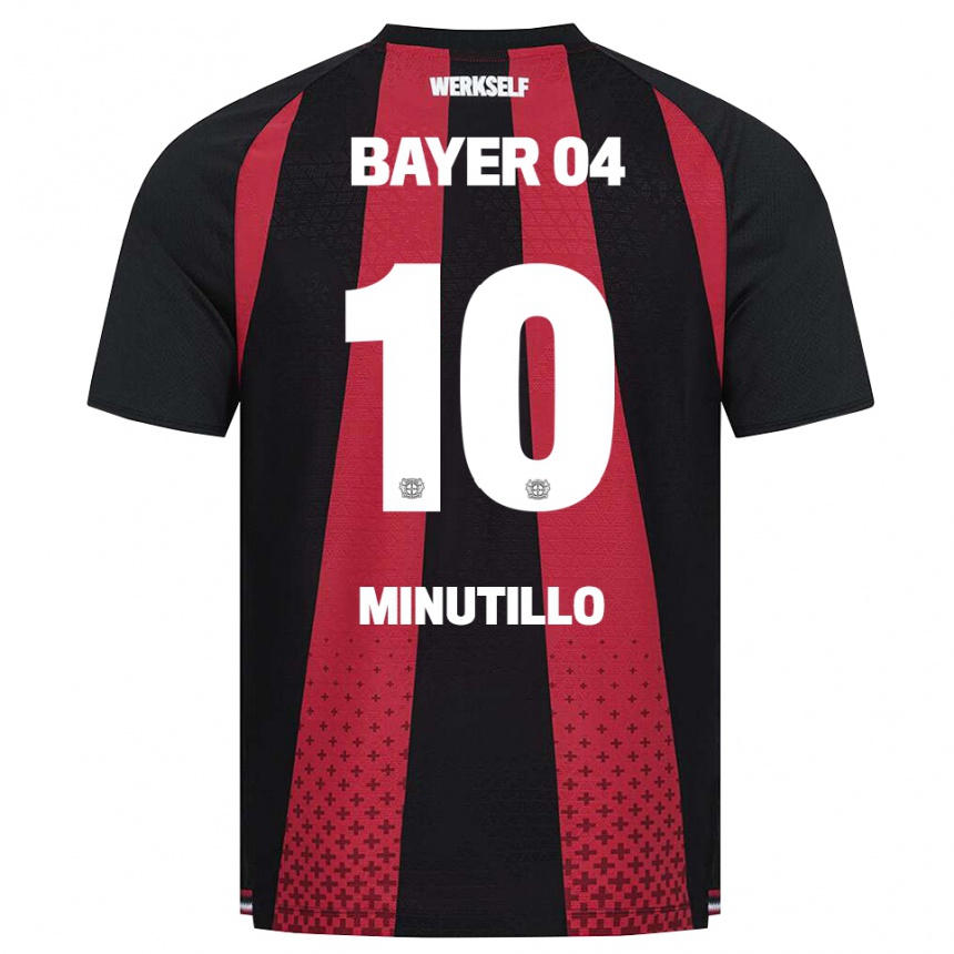 ילדים כדורגל Gabriel Minutillo #10 שחור לבן אדום ג'רזי ביתית 2026/27
