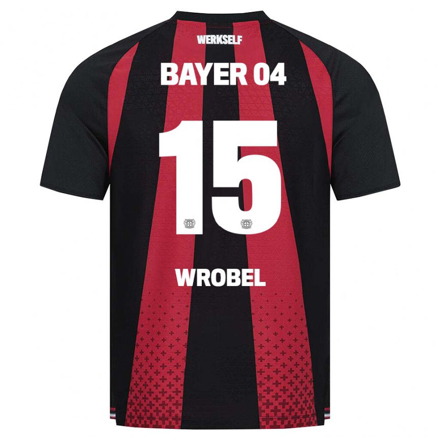 ילדים כדורגל Max Wrobel #15 שחור לבן אדום ג'רזי ביתית 2026/27 ילדים כדורגל Max Wrobel #15 שחור לבן אדום ג'רזי ביתית 2026/27