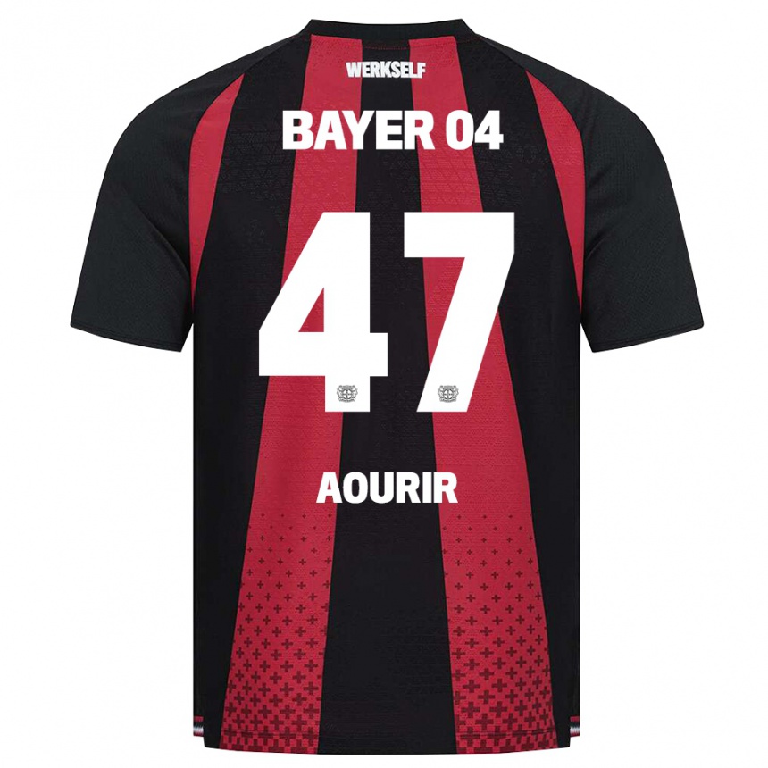 ילדים כדורגל Ayman Aourir #47 שחור לבן אדום ג'רזי ביתית 2026/27 ילדים כדורגל Ayman Aourir #47 שחור לבן אדום ג'רזי ביתית 2026/27