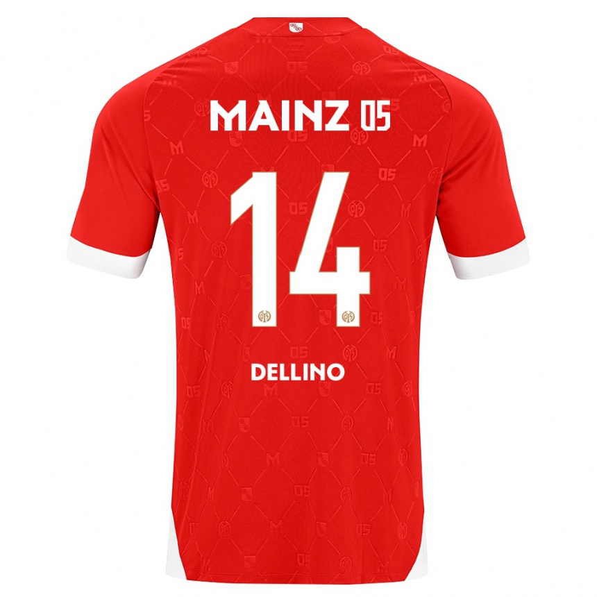 ילדים כדורגל Luca Dellino #14 אדום לבן ג'רזי ביתית 2026/27
