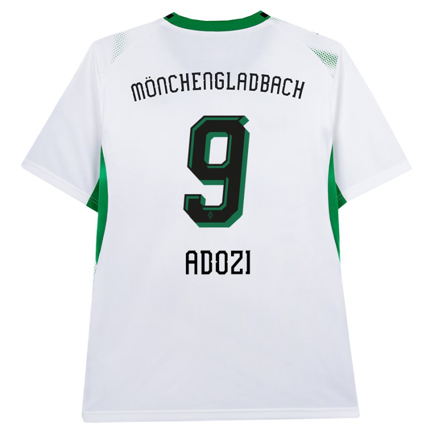 ילדים כדורגל Justin Adozi #9 לבן שחור ירוק ג'רזי ביתית 2026/27
