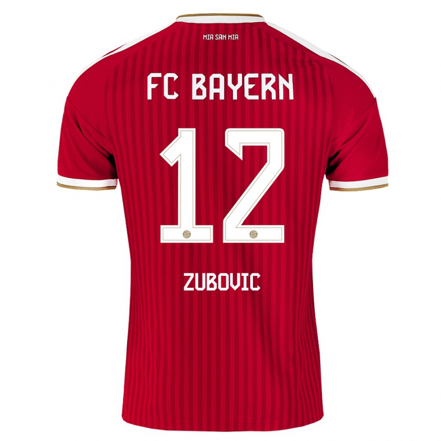 ילדים כדורגל Deni Zubovic #12 אדום לבן כחול ג'רזי ביתית 2026/27