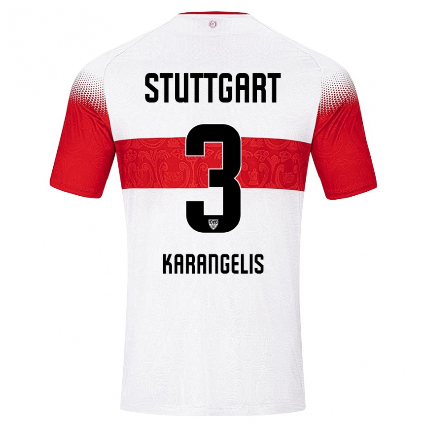 ילדים כדורגל Konstantinos Karangelis #3 לבן אדום צהוב ג'רזי ביתית 2026/27