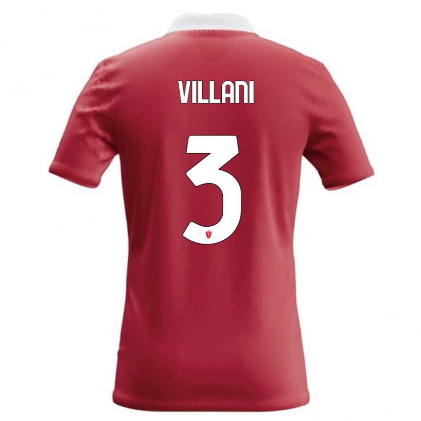 ילדים כדורגל Matteo Villani #3 אדום לבן ג'רזי ביתית 2026/27
