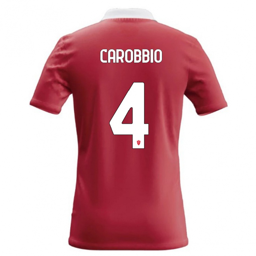 ילדים כדורגל Giacomo Carobbio #4 אדום לבן ג'רזי ביתית 2026/27