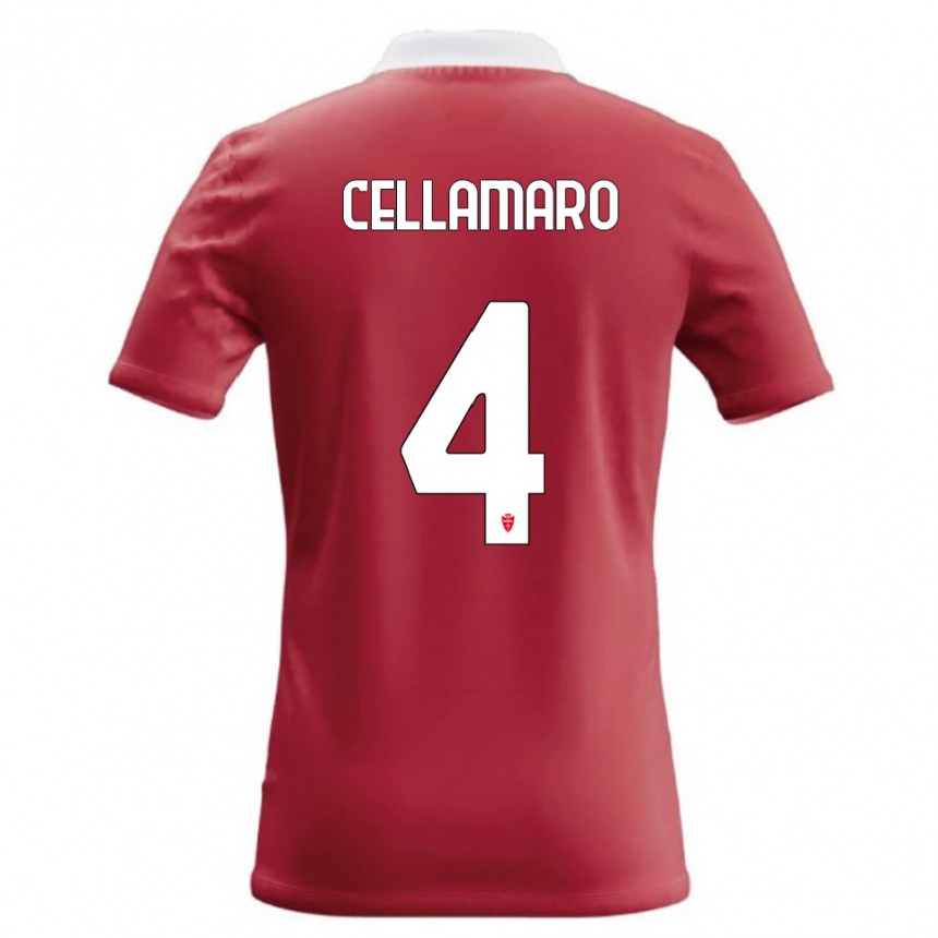 ילדים כדורגל Simone Cellamaro #4 אדום לבן ג'רזי ביתית 2026/27